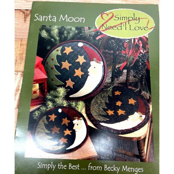 Simply Needl Love Santa Moon Rug Hooking Pattern Or Quilted Round - Picture 2 of 3